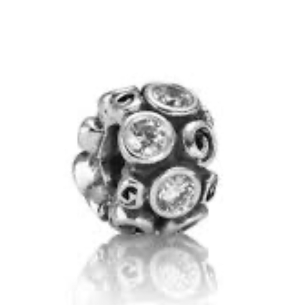 Pandora Clear CZ Primrose Path Swirls Sparkly Rare Retired Bead Charm